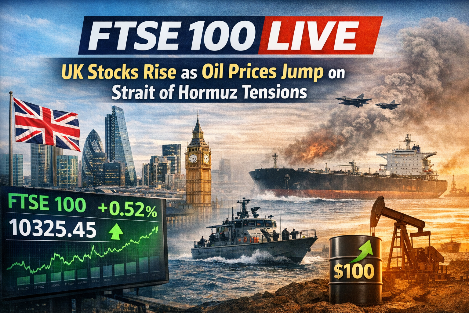 FTSE 100 Live: UK Stocks Edge Higher as Geopolitical Tensions Push Oil Prices Up